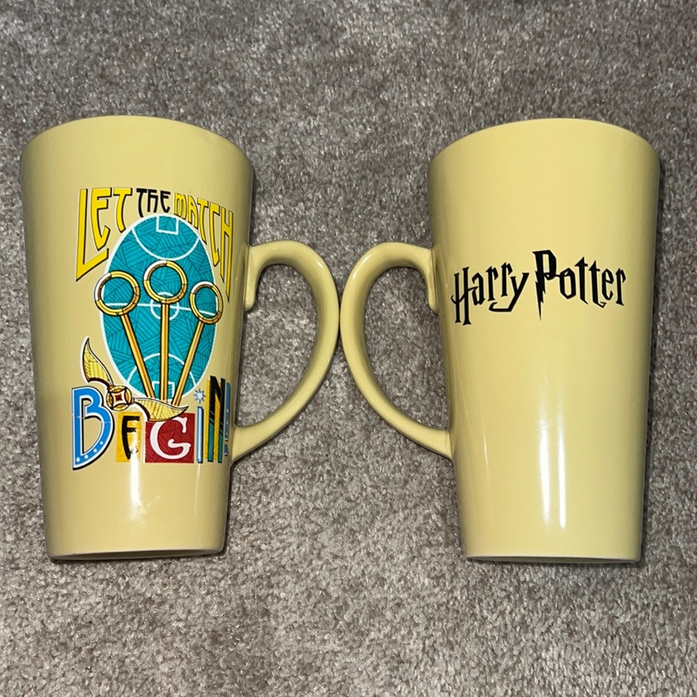 New Harry Potter Tall Mug Set - 2 Coffee Mugs quidditch Let The Match Begin!